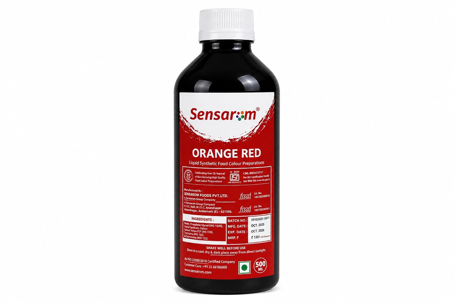 Liquid food colour Orange Red 500ml