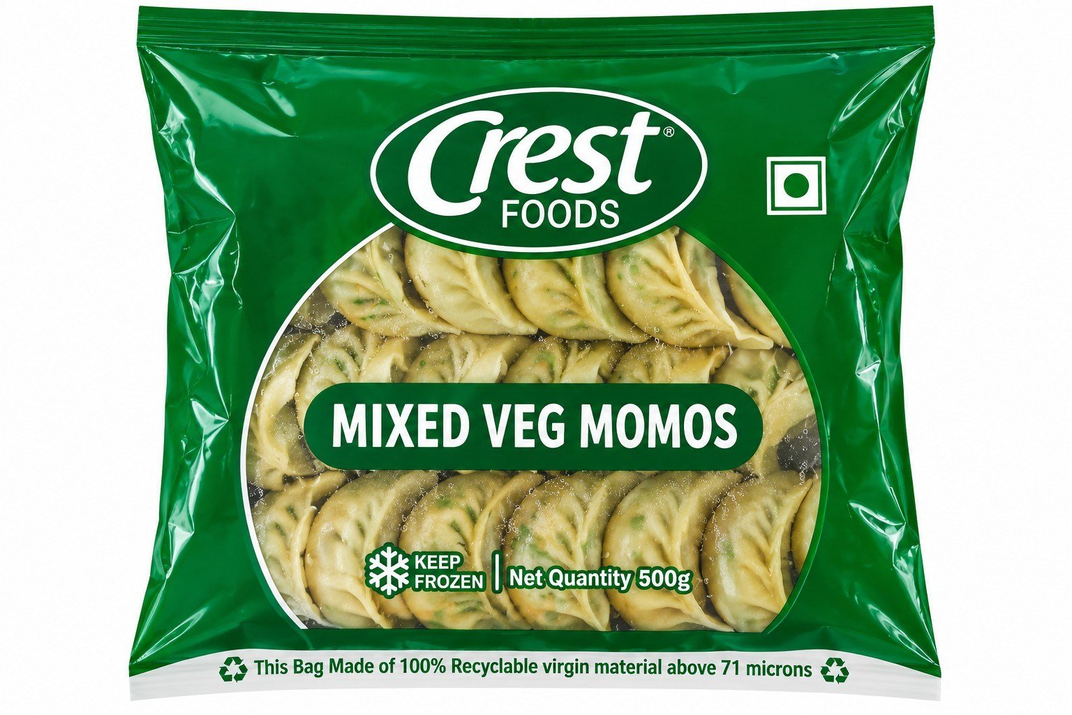Crest veg Schezwan momos 500g - 25 pieces