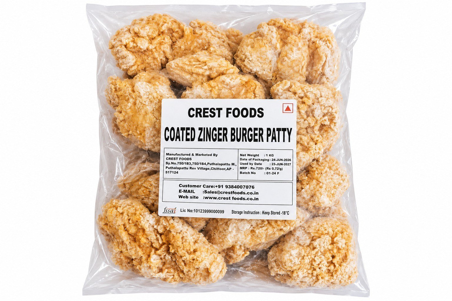 Coated Zinger burger patty - 10-11 pieces